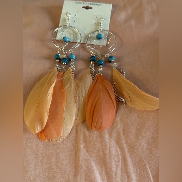 Jewelry - Feather Dreamcatcher Earrings with Silver Accents NWT